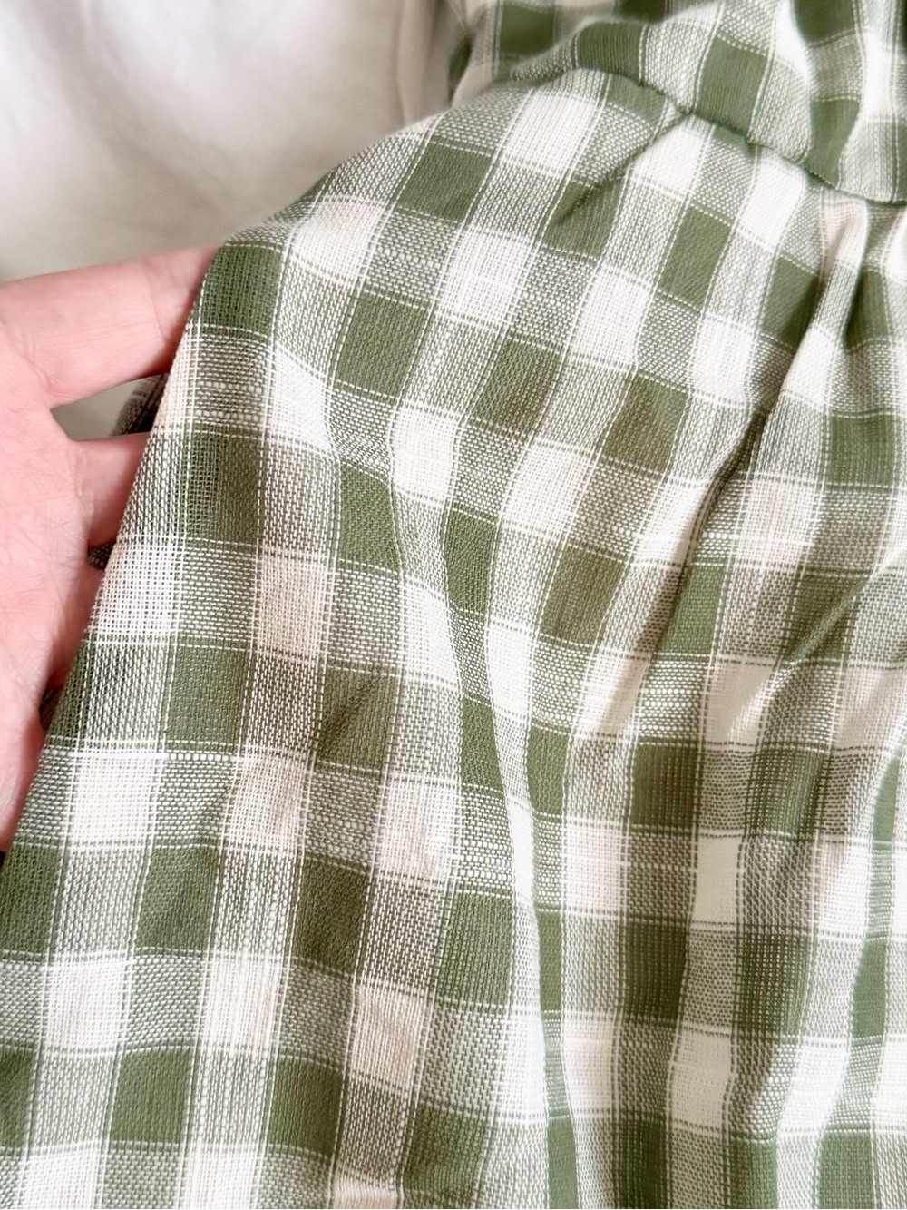 TRIXXI Gingham Plaid A-Line Midi Dress Women's Size Medium Green White Pockets M - Picture 6 of 9